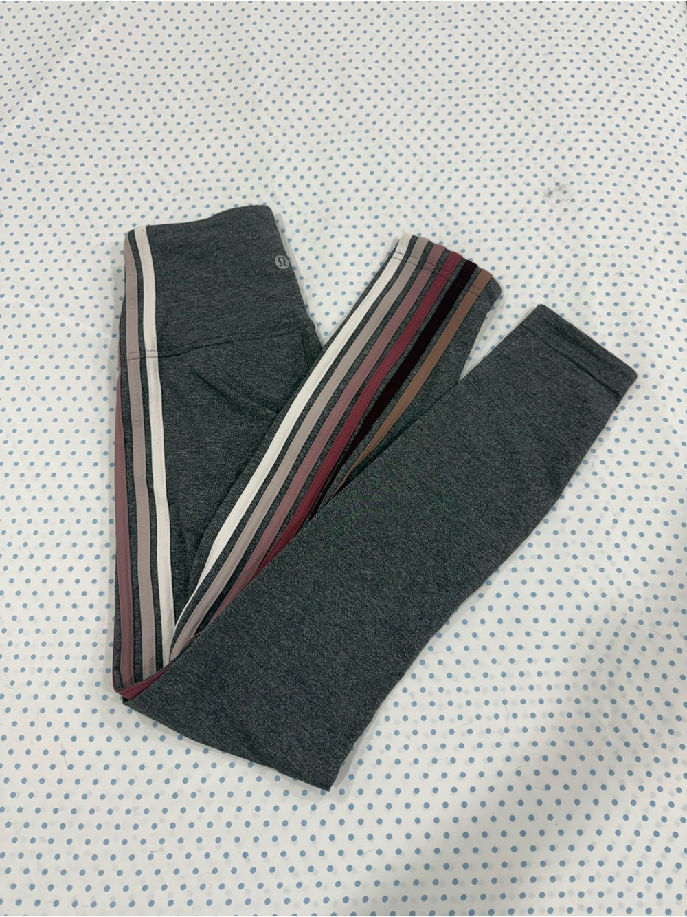 lululemon athletica Girls' Dark Gray Leggings with Striped Side Panels